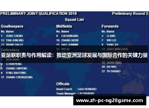 亚足联职责与作用解读：推动亚洲足球发展与国际合作的关键力量